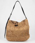 Borsa Totem in Raffia Intrecciata - Beige
