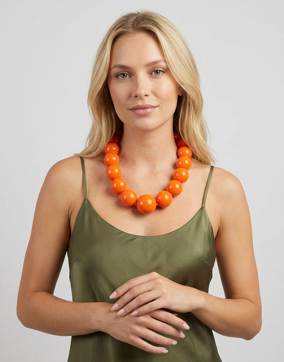 Collana Girocollo Maxi Sfere Arancione