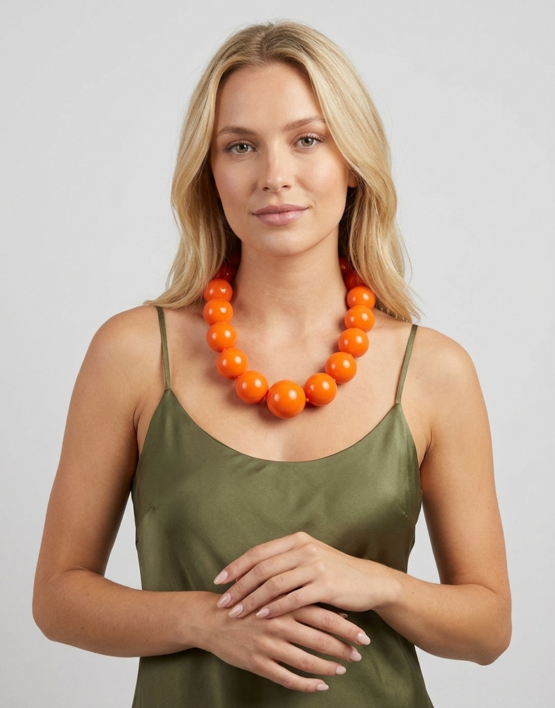 Collana Girocollo Maxi Sfere Arancione