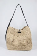 Borsa Totem in Raffia Intrecciata - Panna