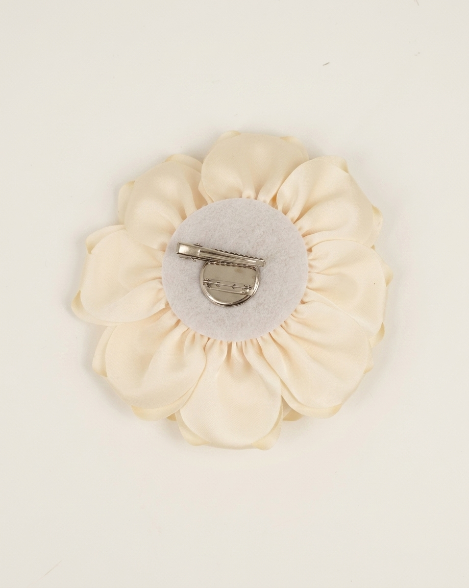 Spilla Maxi Fiore in Raso Champagne