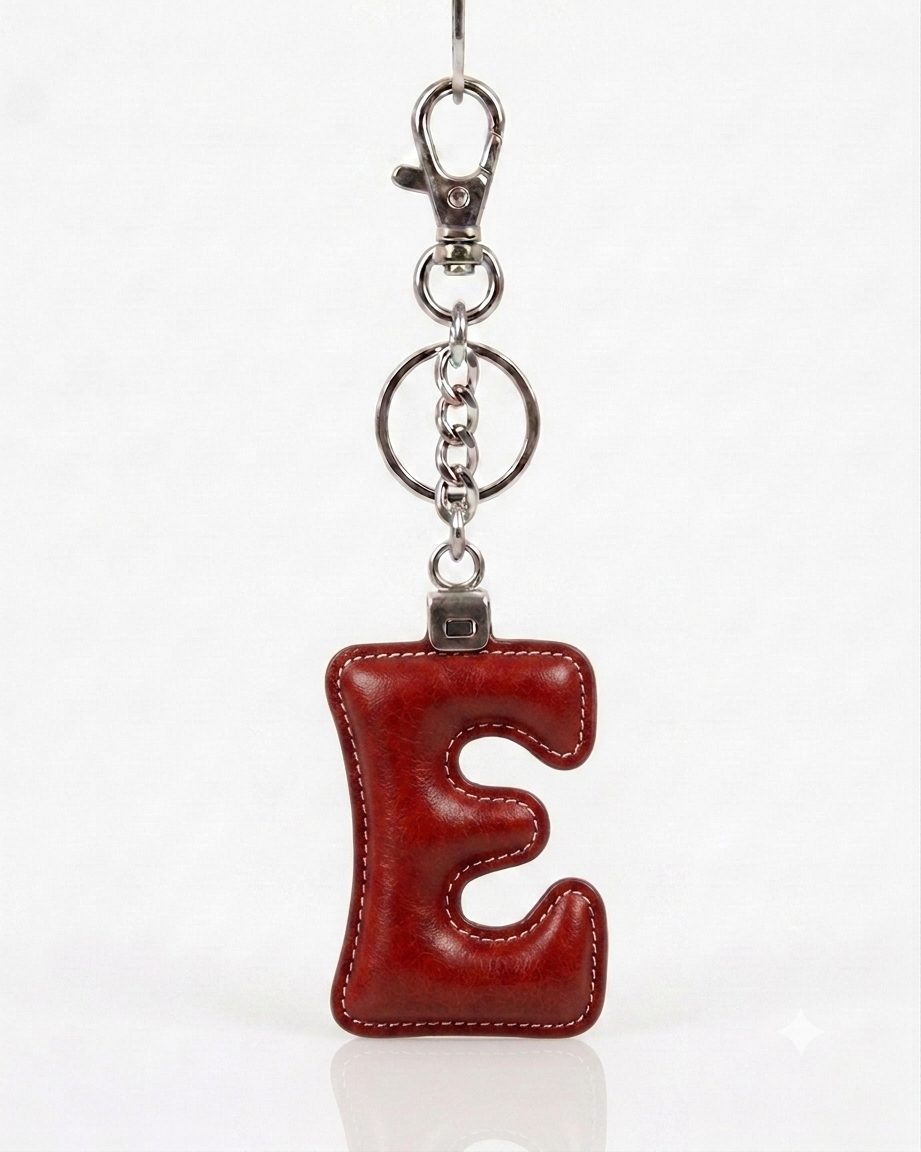 Portachiavi lettera E in pelle - Rosso