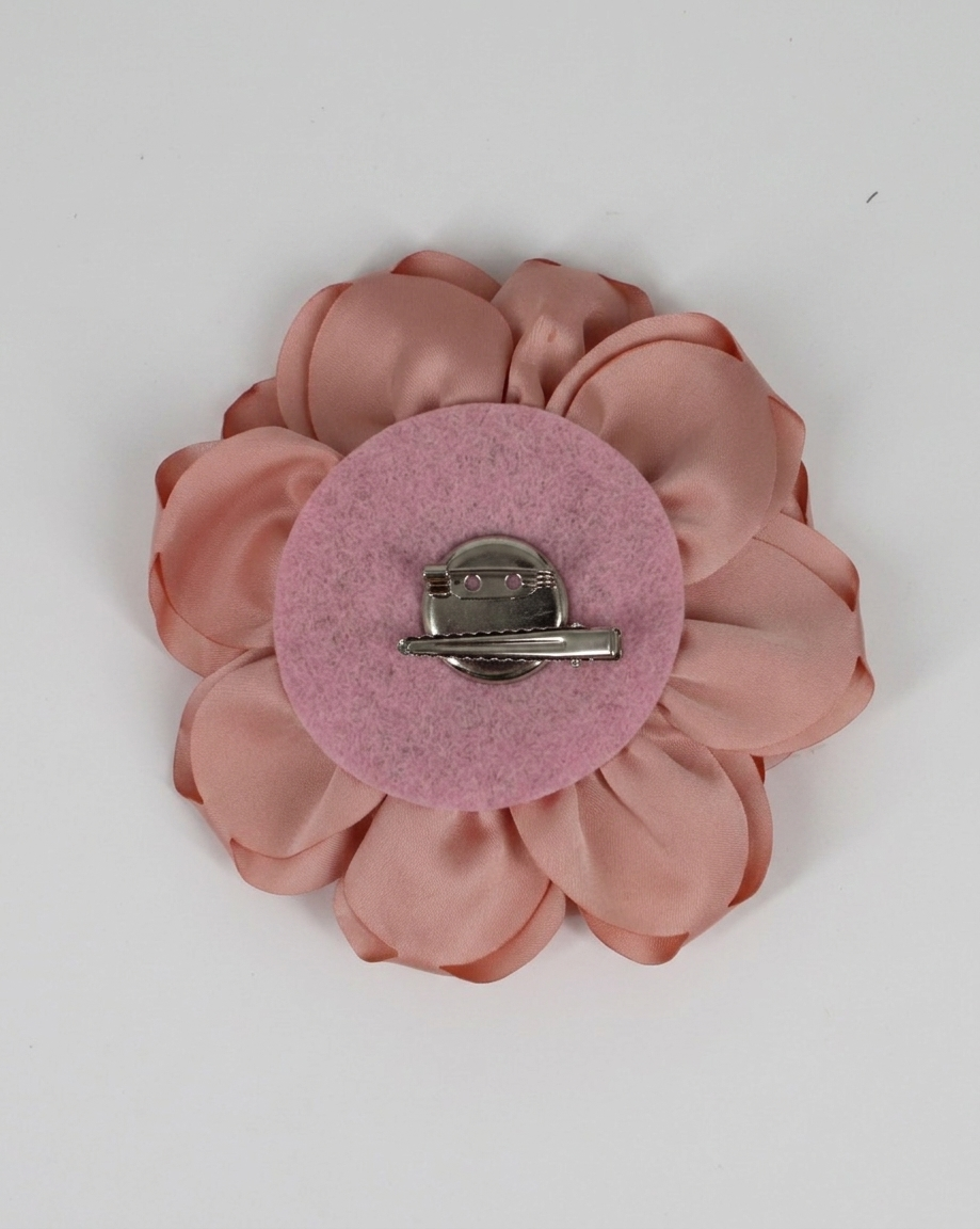 Spilla Fiore in Raso Rosa Antico
