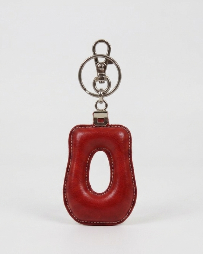 Portachiavi lettera O in pelle - Rosso