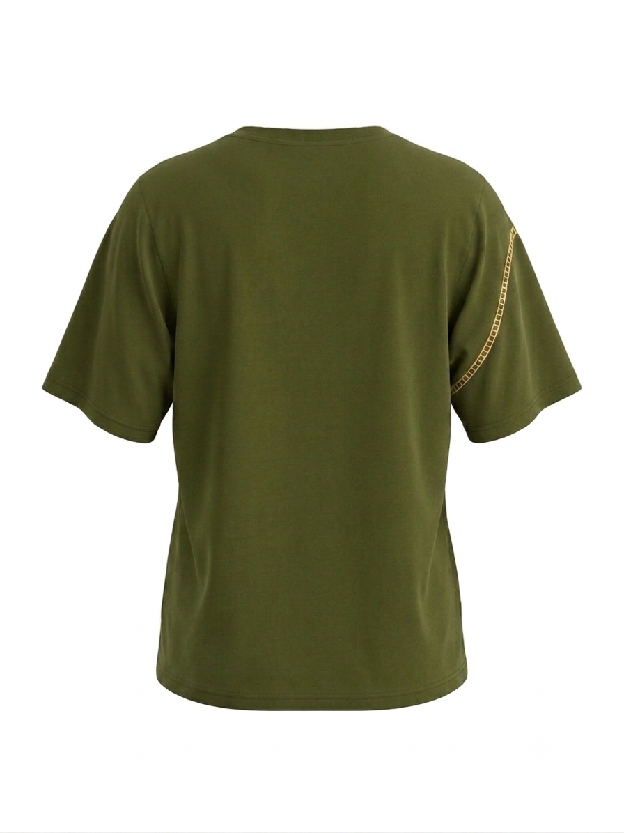 T-shirt Laura Biagiotti verde oliva con ricamo floreale