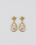 Orecchini Folk Glow a Goccia Smaltata con Fiori Stilizzati