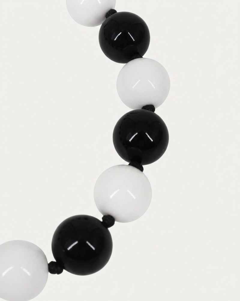 Collana Girocollo a Sfere Bicolor Bianco e Nero