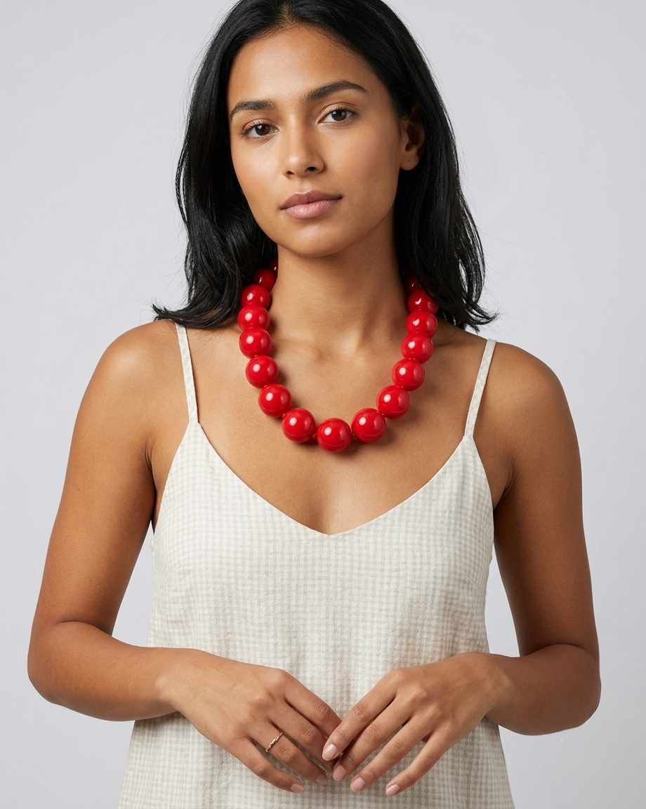 Collana Girocollo Maxi Sfere Rosse