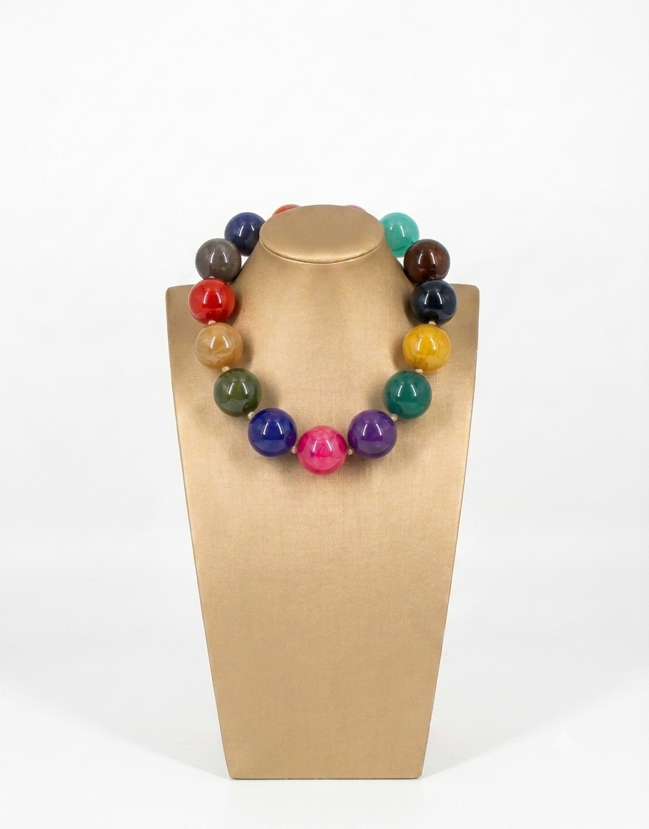 Collana Girocollo Maxi Sfere Multicolore