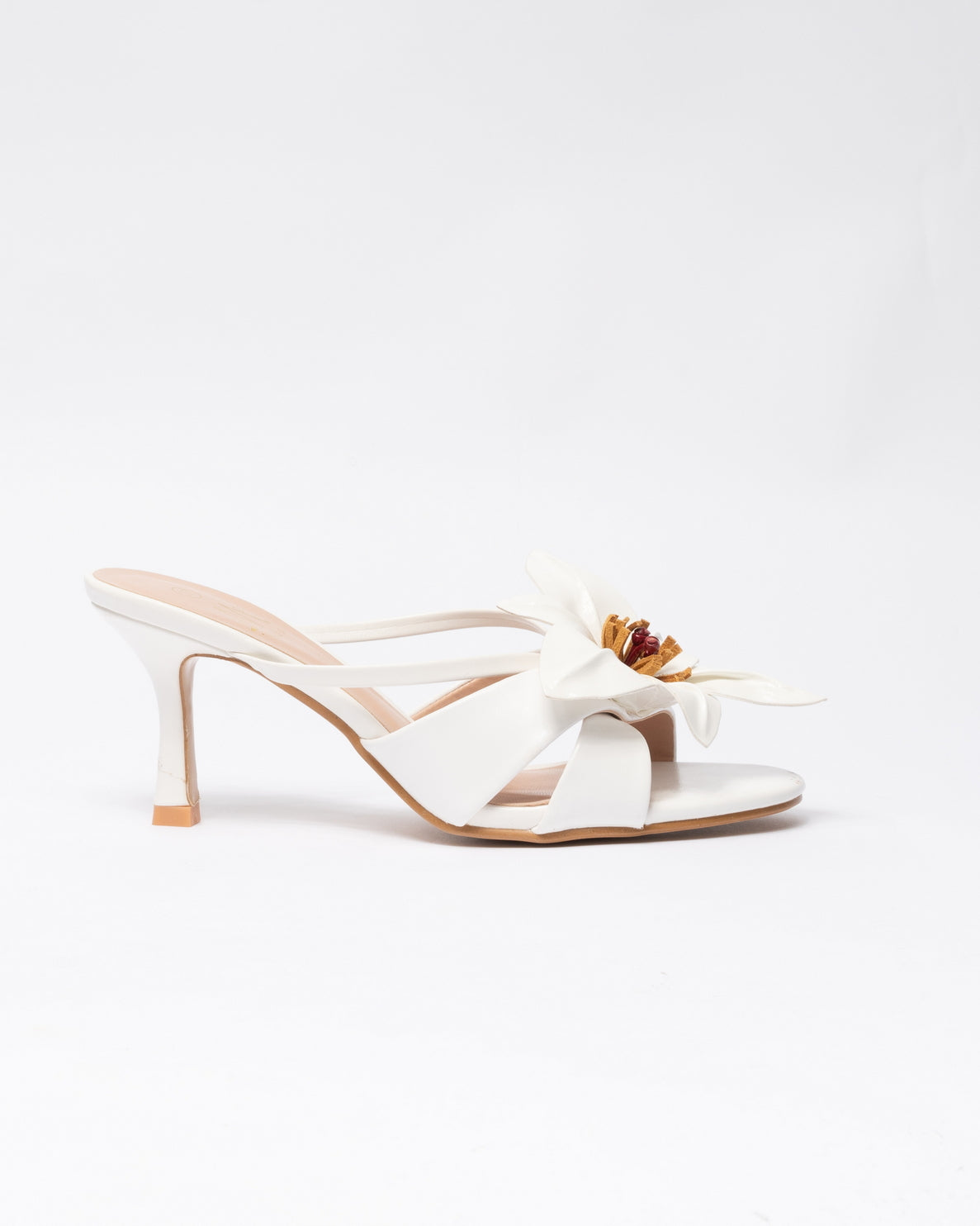 Sandalo in ecopelle con Fiore - Bianco