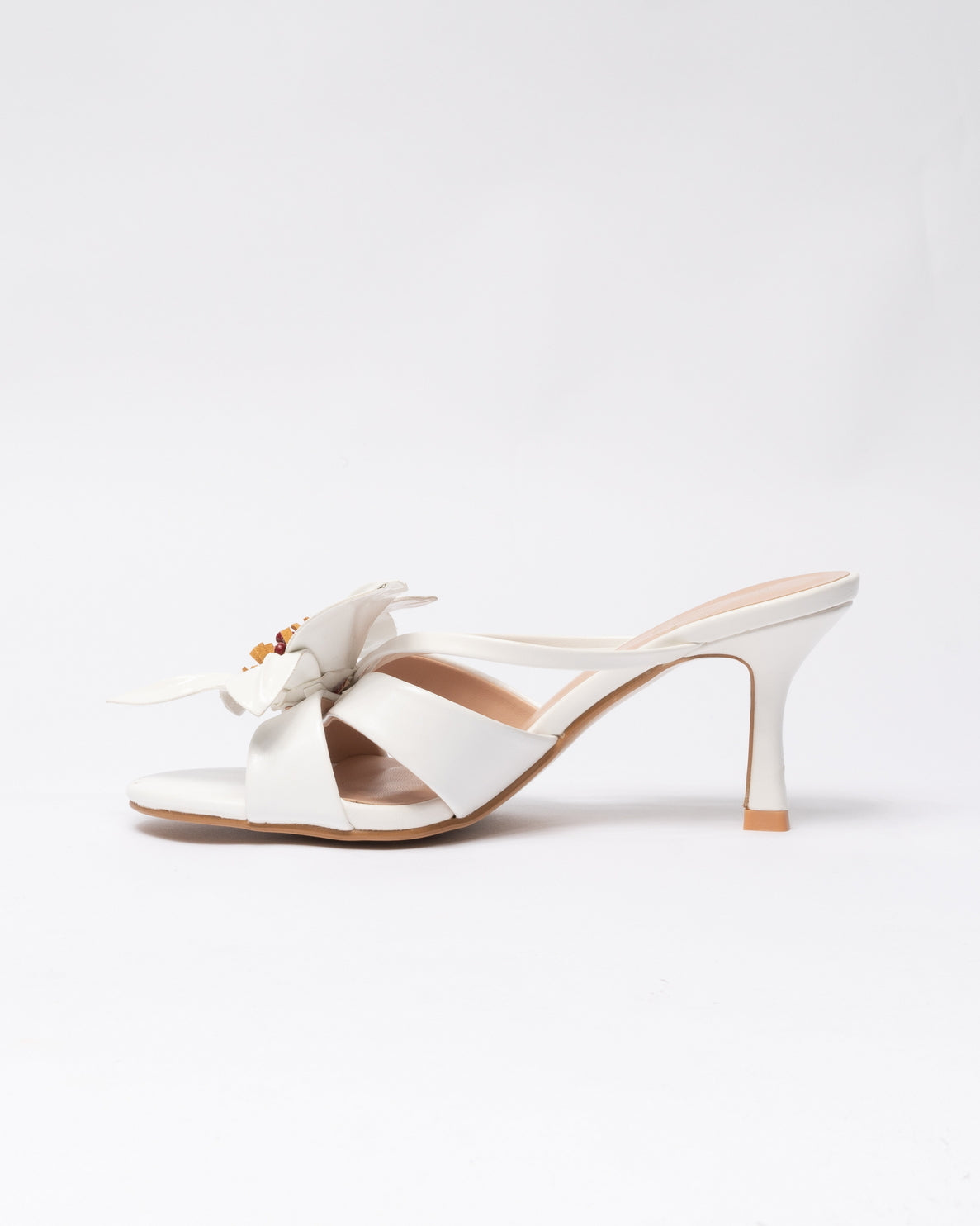 Sandalo in ecopelle con Fiore - Bianco