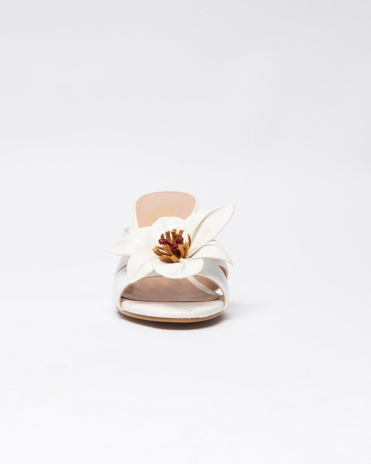 Sandalo in ecopelle con Fiore - Bianco