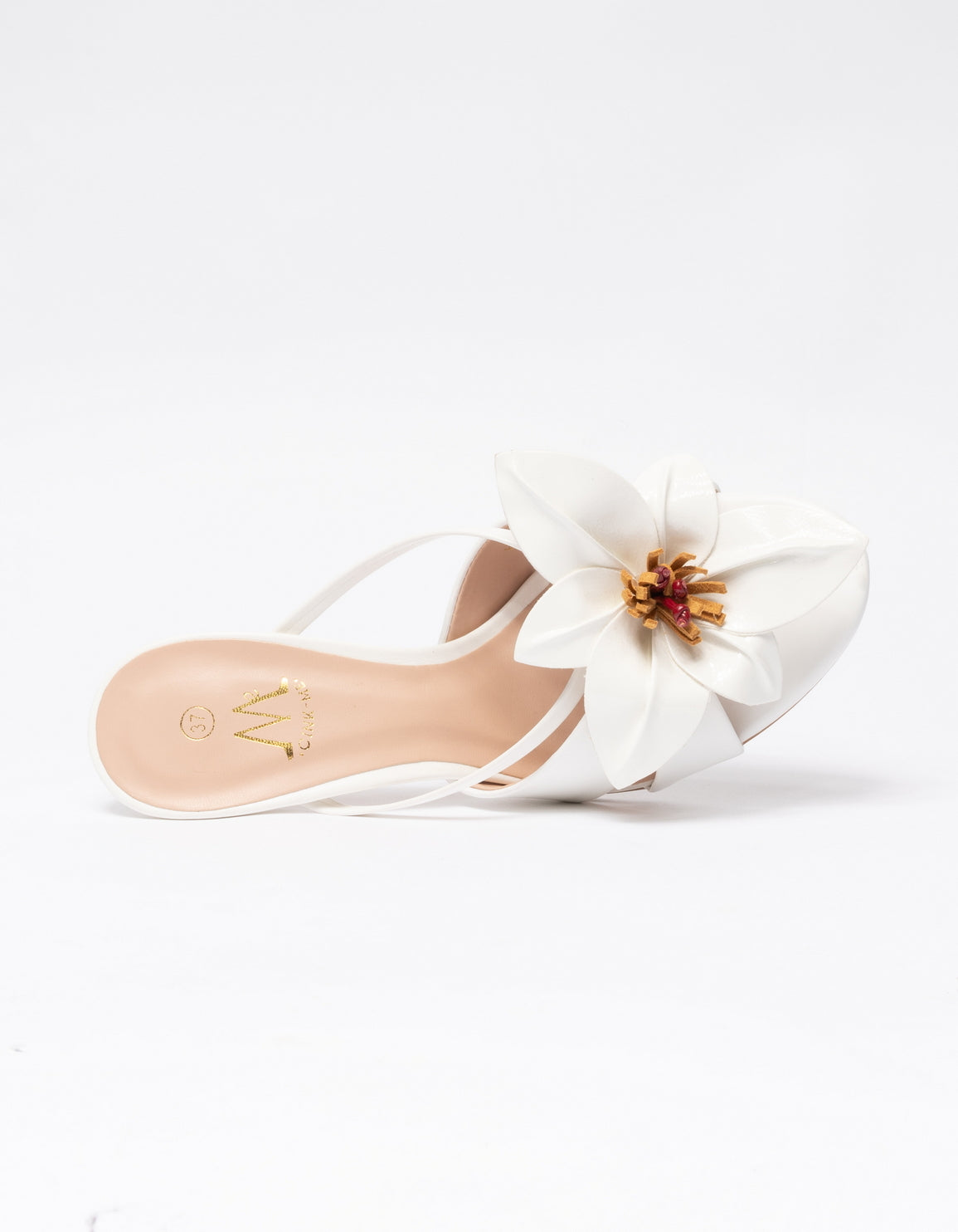 Sandalo in ecopelle con Fiore - Bianco