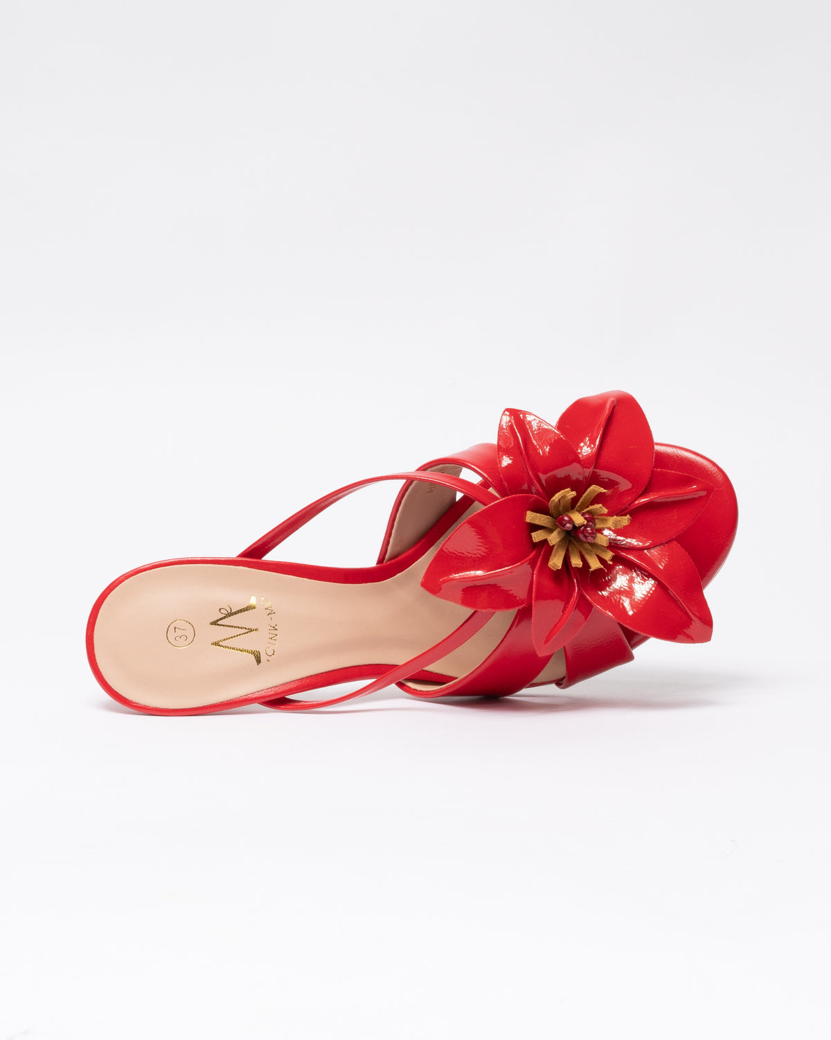 Sandalo in ecopelle con Fiore -Rosso