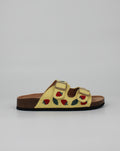 Sandalo Twin-Strap con Ricamo Fragola – Giallo Pastello