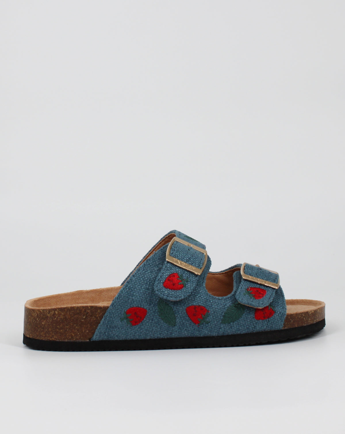 Sandalo Twin-Strap con Ricamo Fragola – Blu
