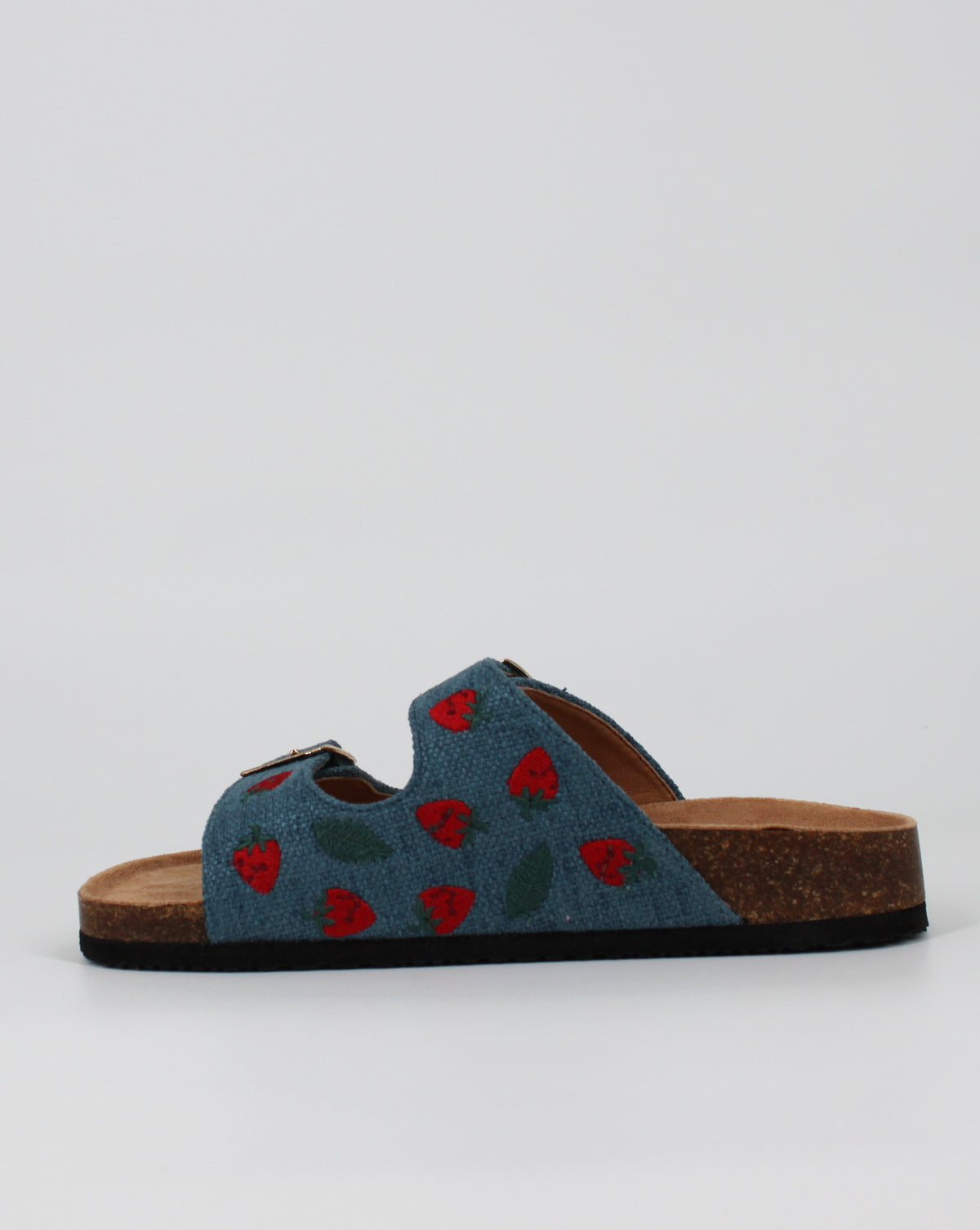 Sandalo Twin-Strap con Ricamo Fragola – Blu