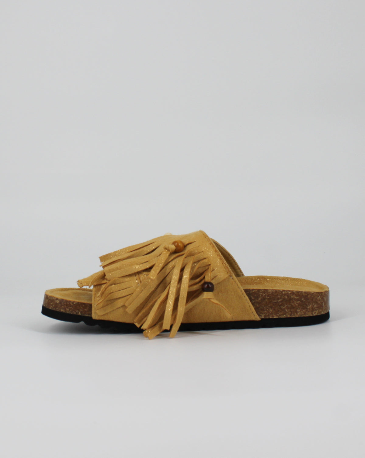 Sandalo Boho-Chic con Frange e Perline - Giallo