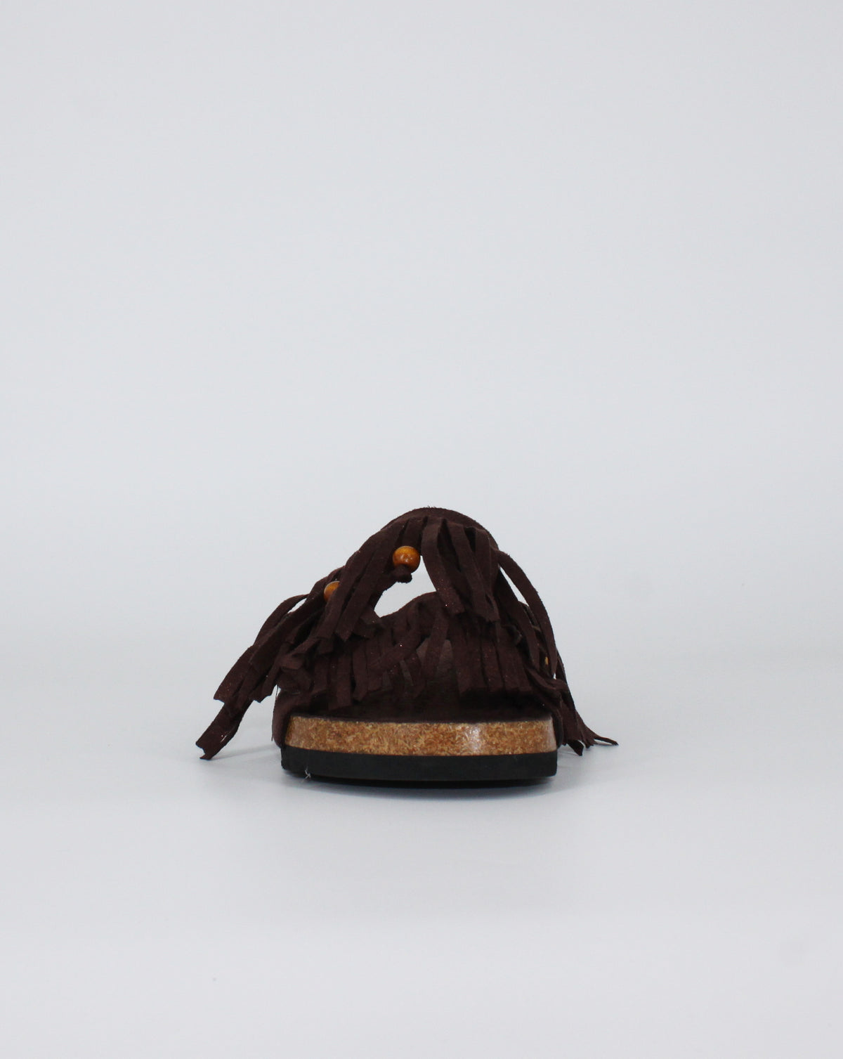 Sandalo Boho-Chic con Frange e Perline - Marrone