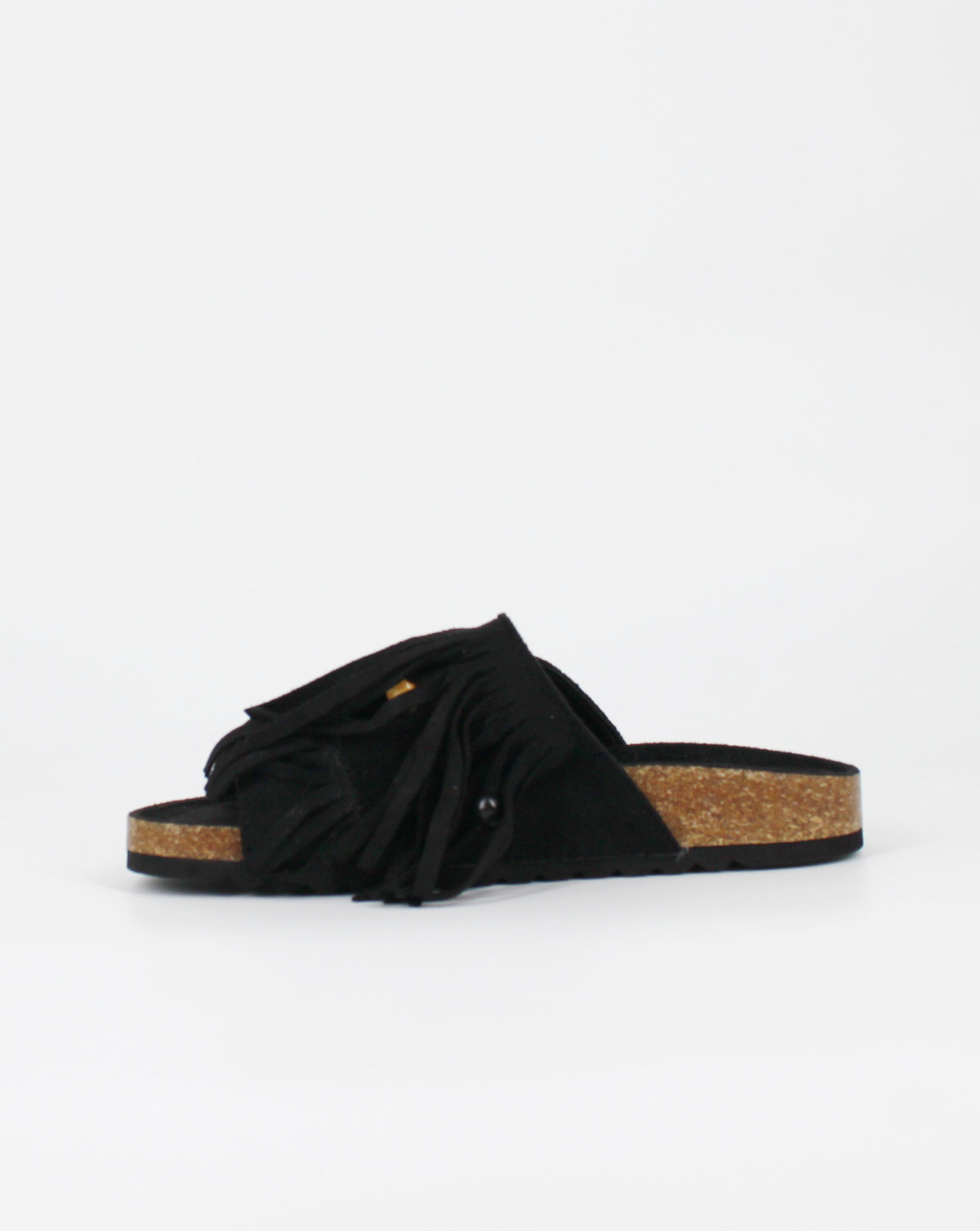 Sandalo Boho-Chic con Frange e Perline - Nero