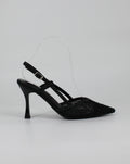 Décolleté Slingback Gioiello in Glitter e Strass – Nero