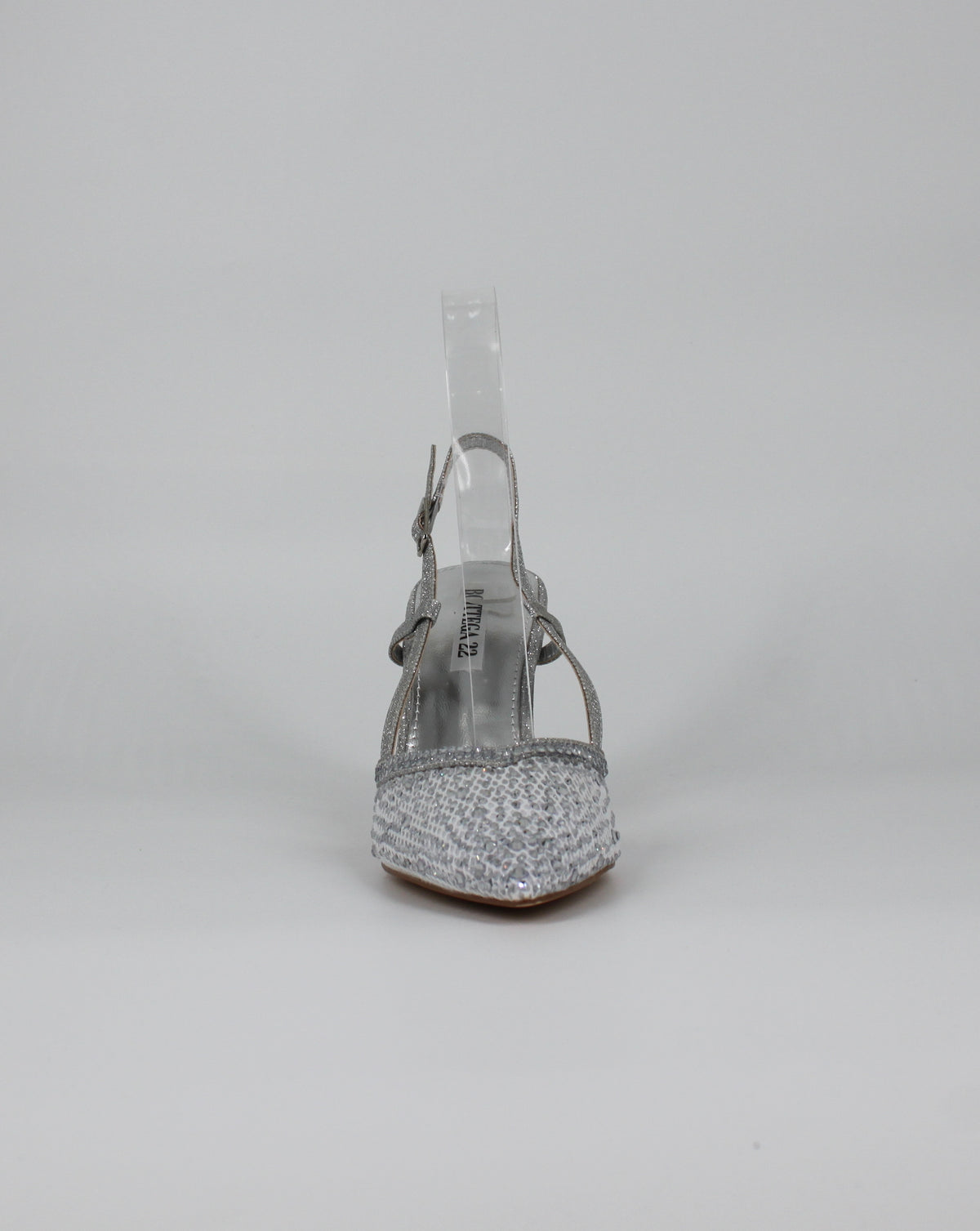 Décolleté Slingback Gioiello in Glitter e Strass – Argento