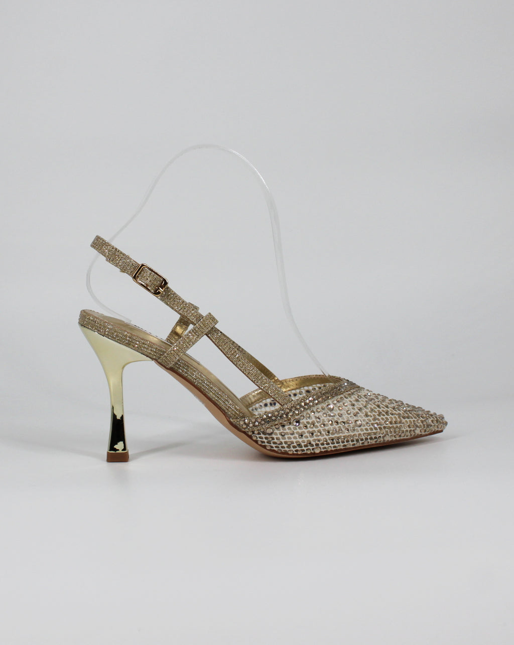Décolleté Slingback Gioiello in Glitter e Strass – Oro