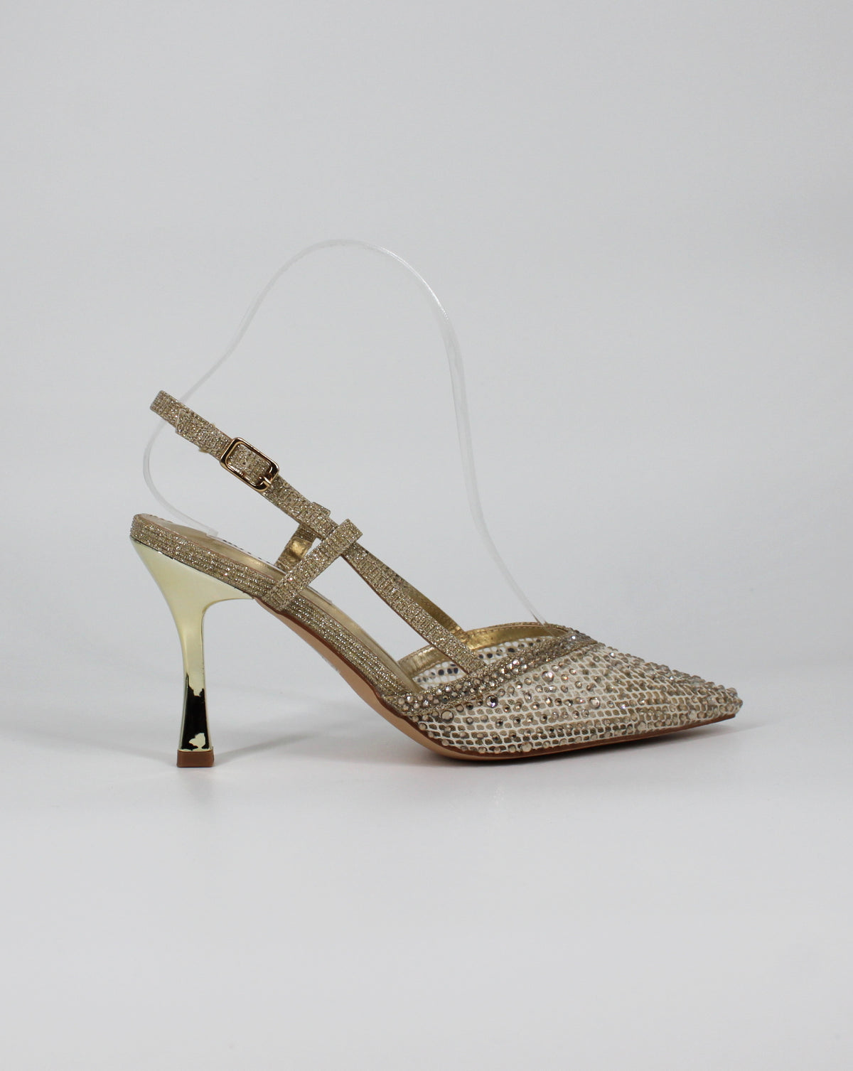 Décolleté Slingback Gioiello in Glitter e Strass – Oro