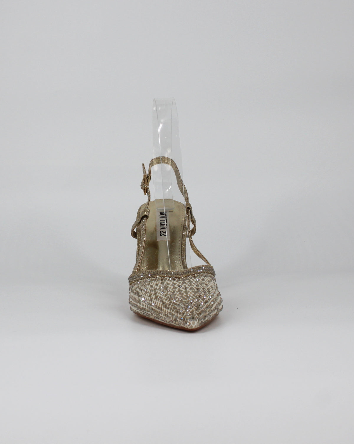 Décolleté Slingback Gioiello in Glitter e Strass – Oro