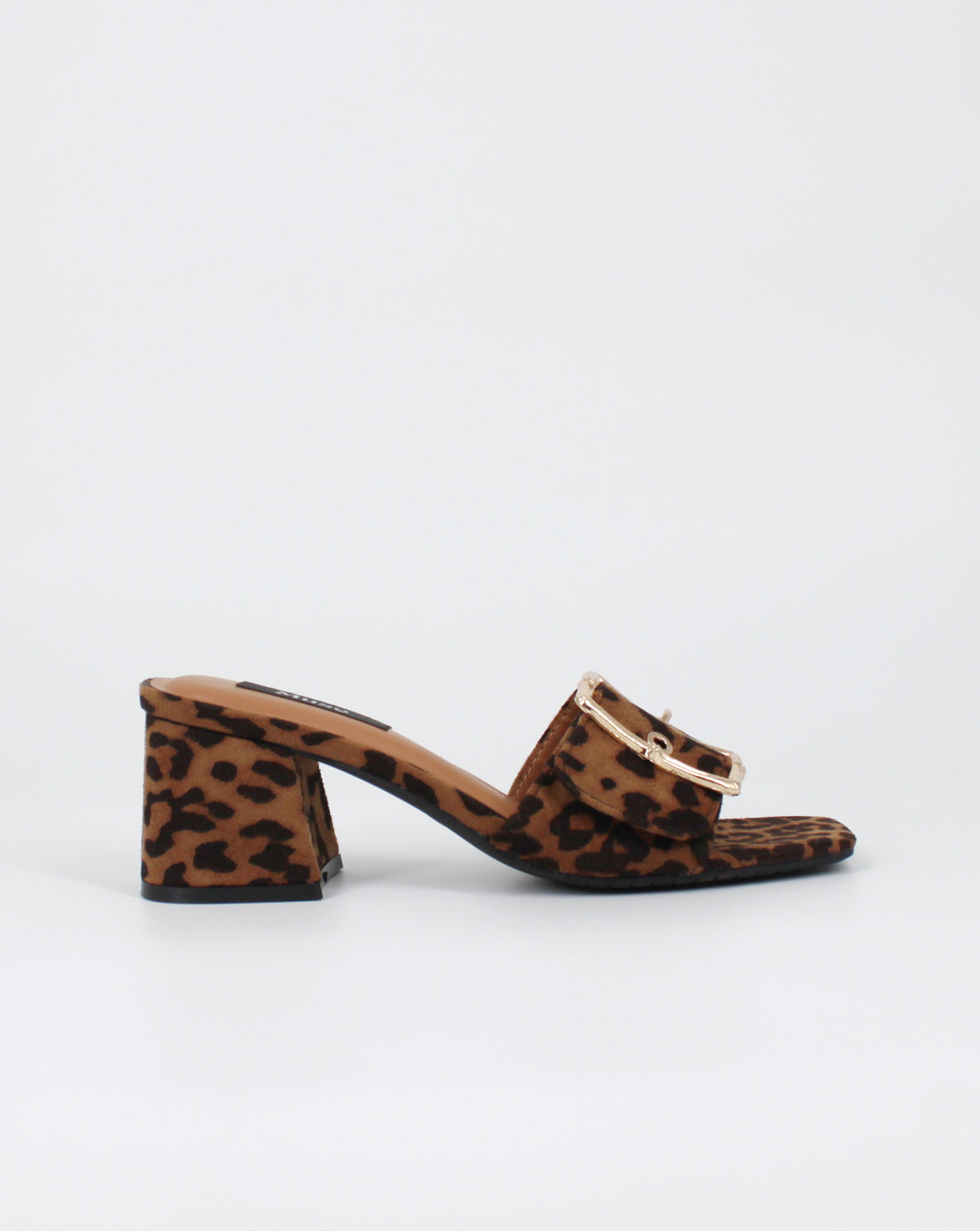 Sandalo Sabot Leopardato con Fibbia Dorata