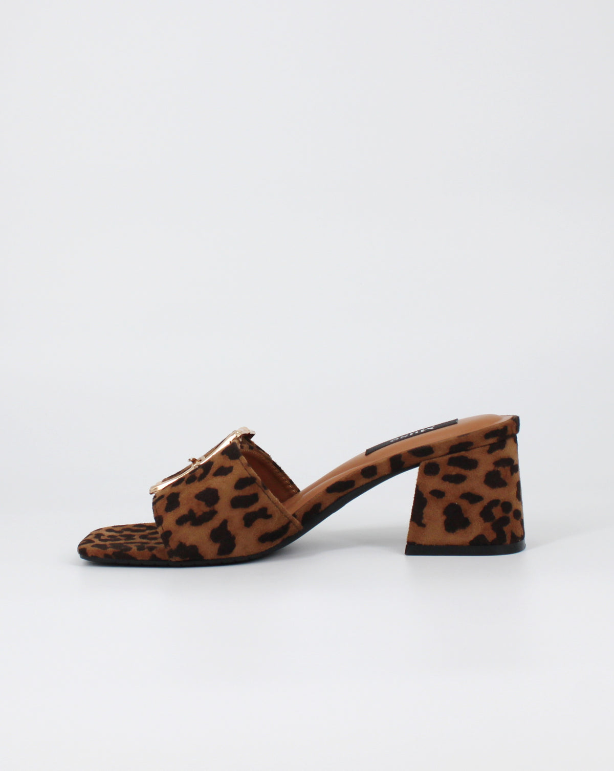 Sandalo Sabot Leopardato con Fibbia Dorata