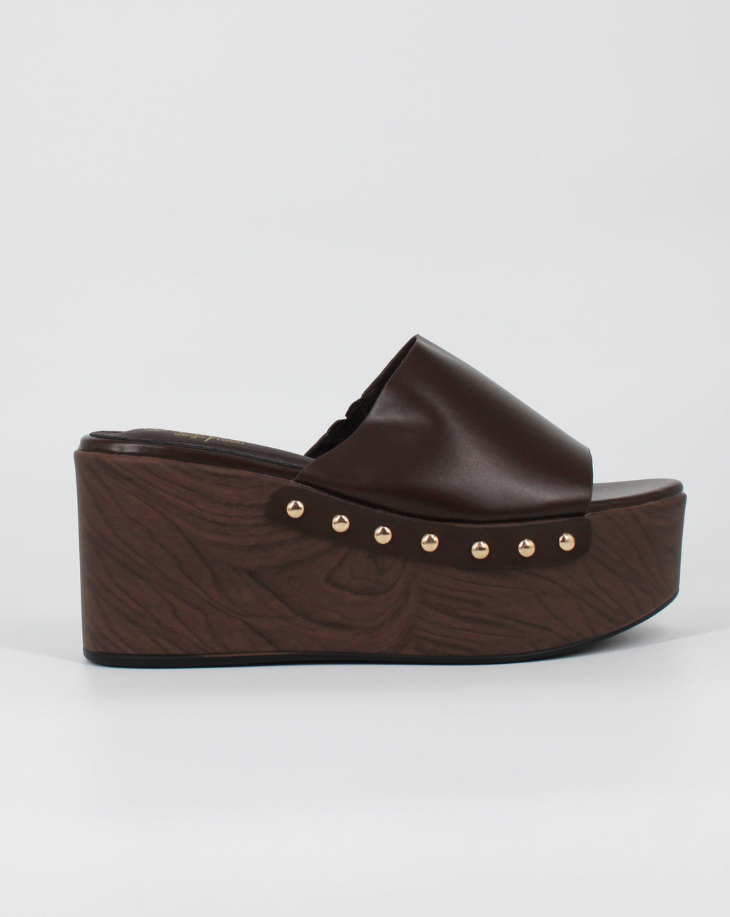 Sabot Platform con Dettagli Borchie – Marrone Cioccolato
