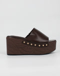 Sabot Platform con Dettagli Borchie – Marrone Cioccolato
