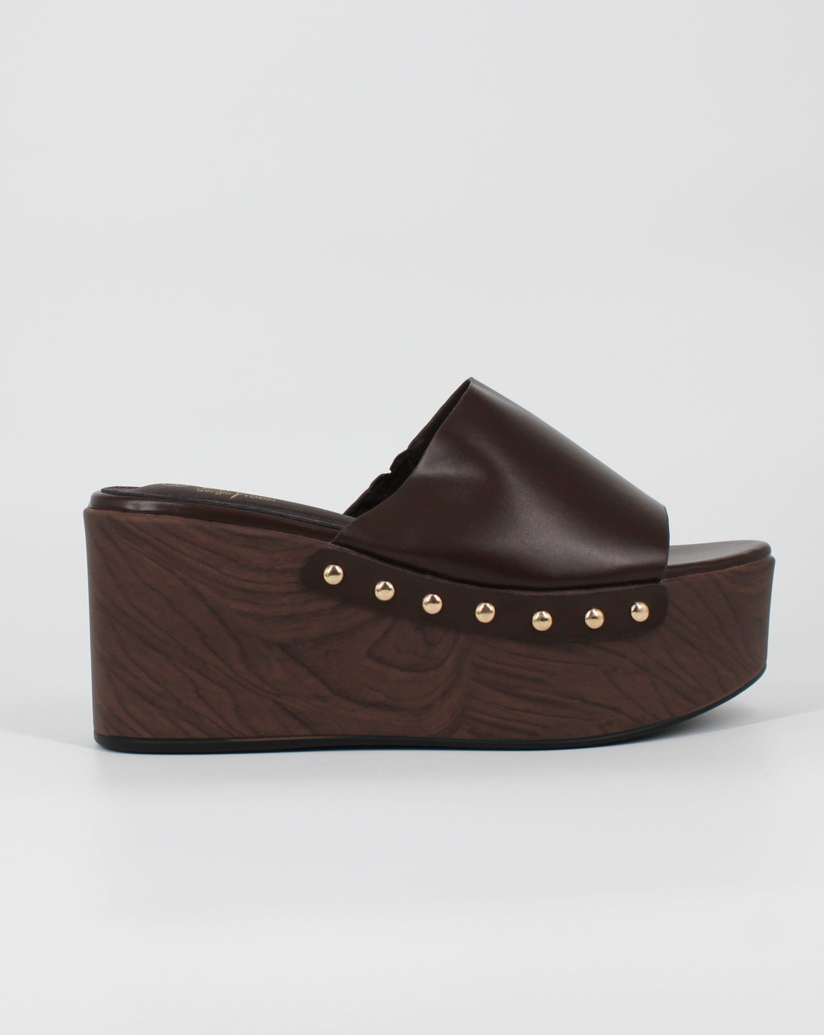 Sabot Platform con Dettagli Borchie – Marrone Cioccolato
