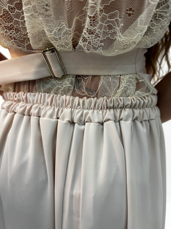 Gonna Lunga please a Pieghe - Beige