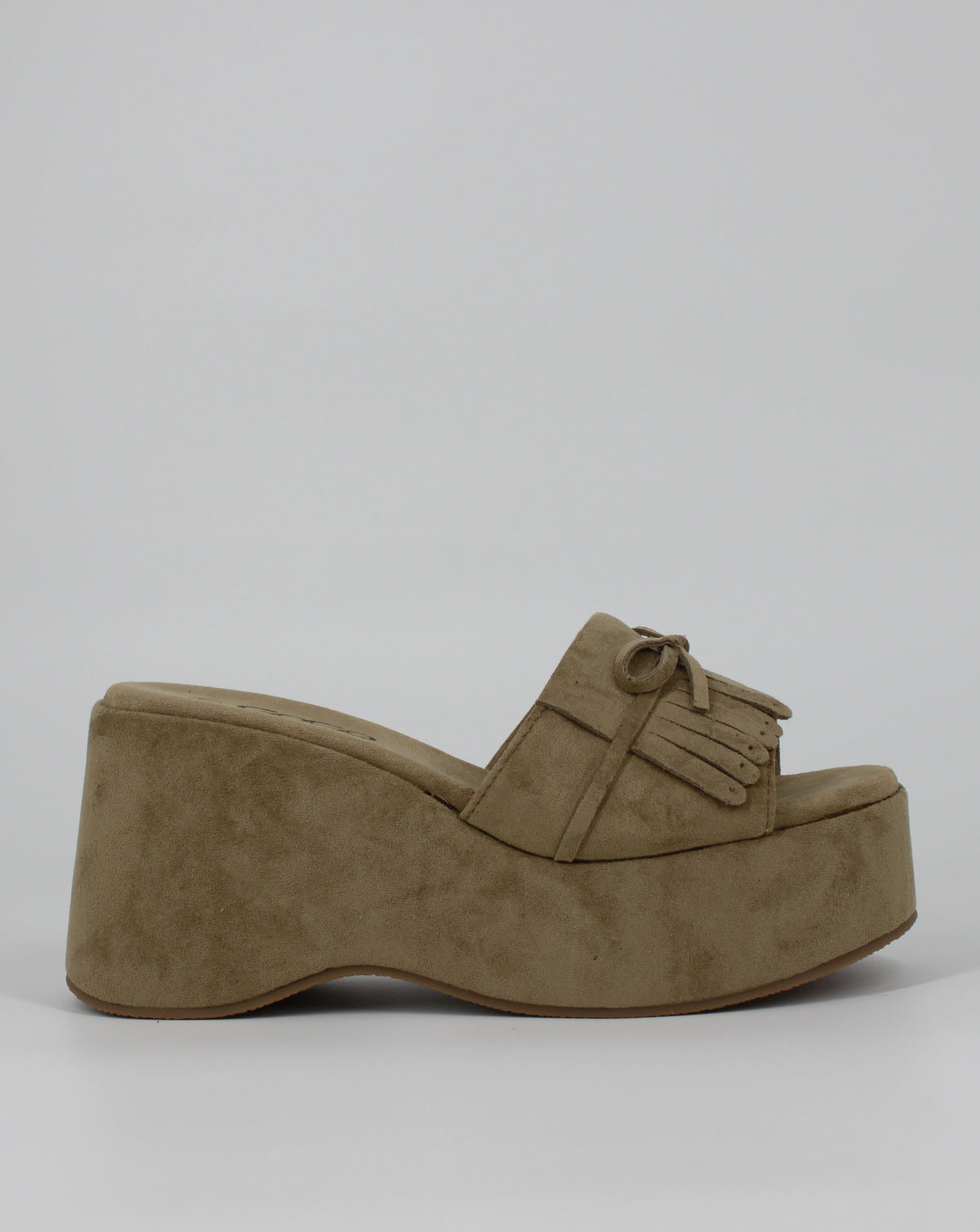 Sabot Platform Scamosciato con Frange e Fiocco – Verde