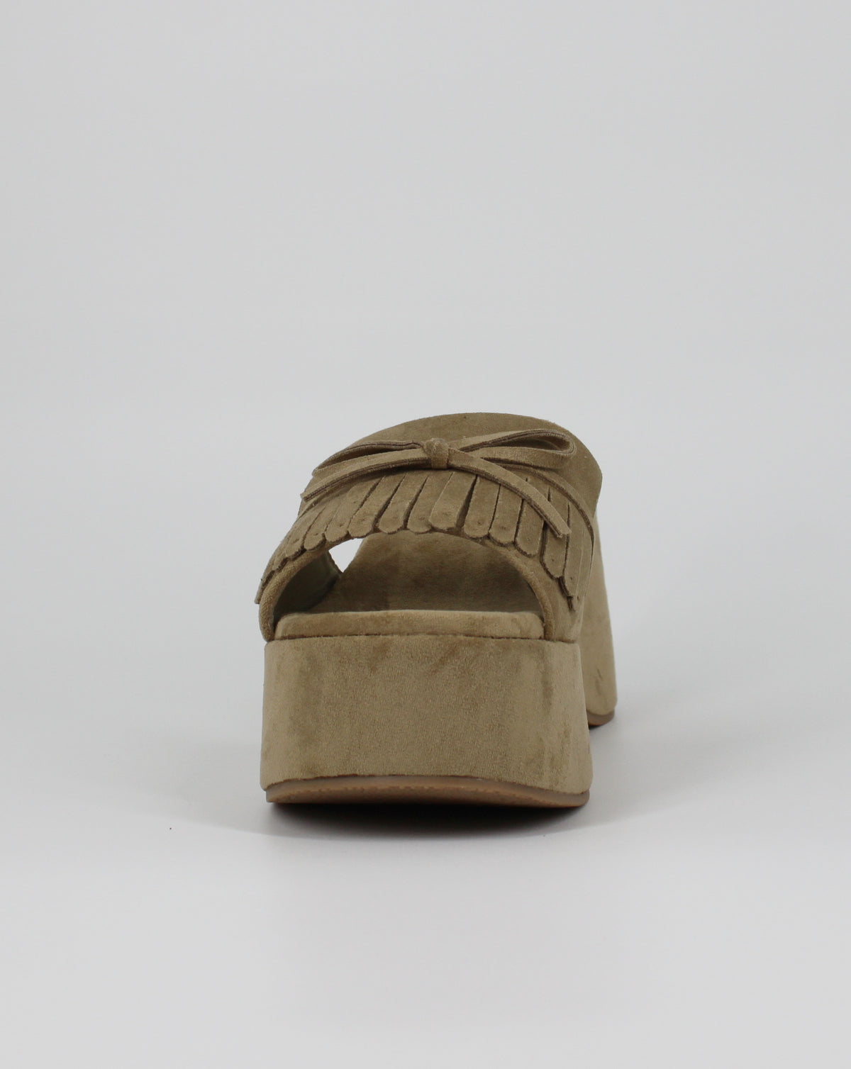 Sabot Platform Scamosciato con Frange e Fiocco – Verde