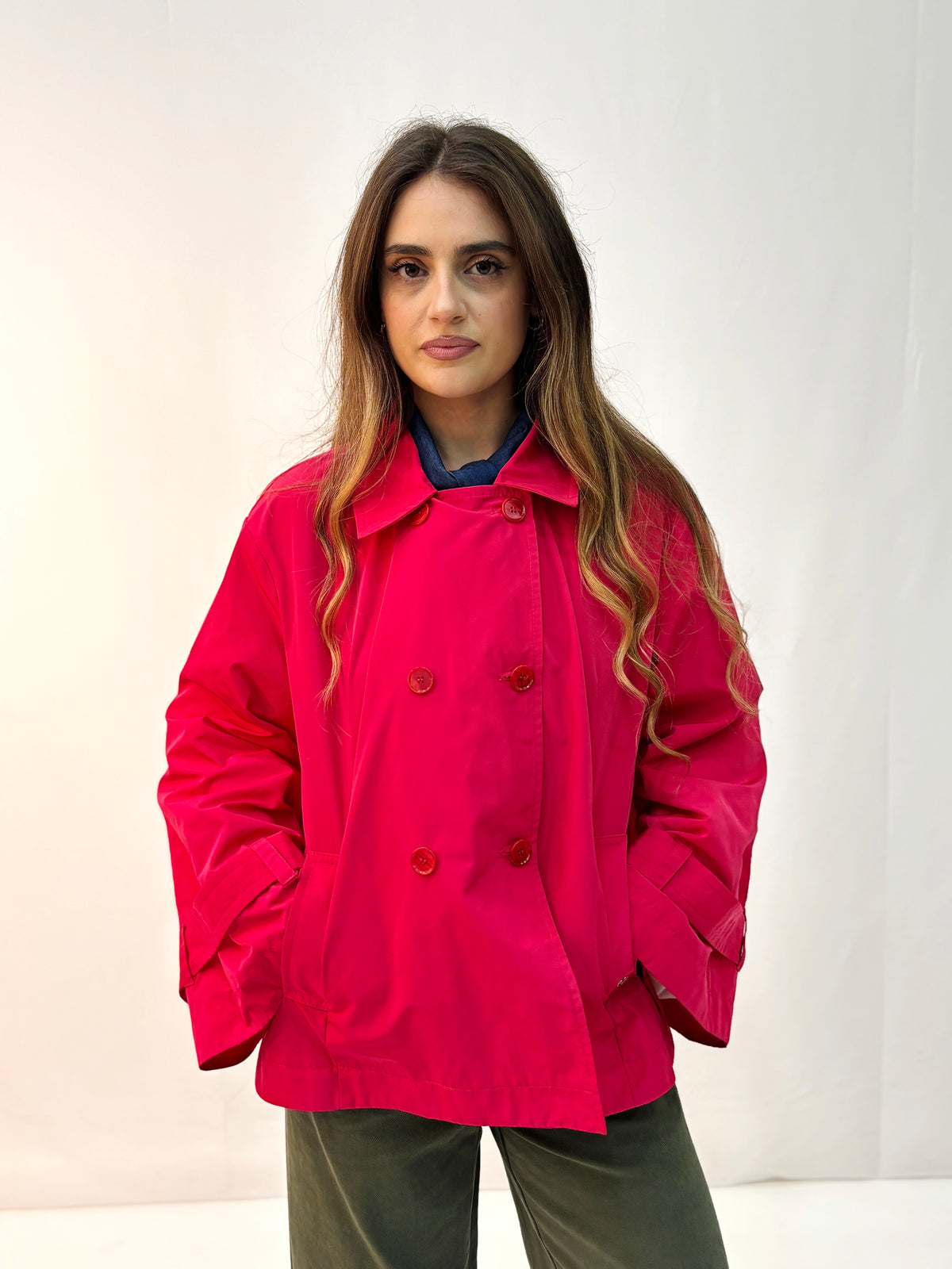 Giacca Trench Doppiopetto Please - Fucsia