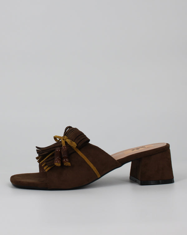 Mules Scamosciati con Frange e Dettaglio Boho-Chic - Verde