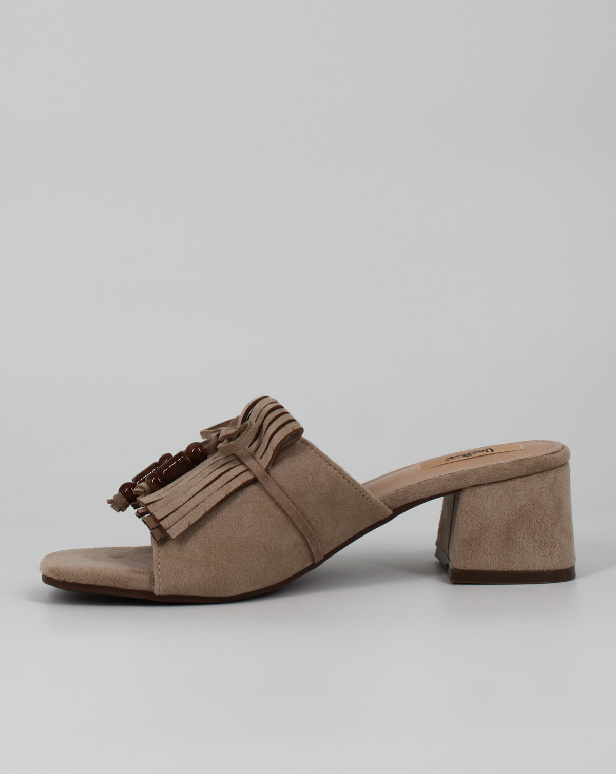 Mules Scamosciati con Frange e Dettaglio Boho-Chic - Beige