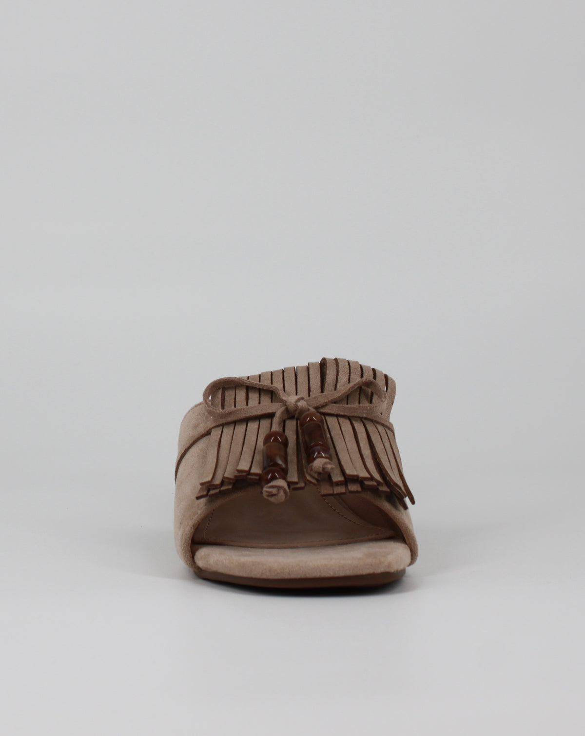 Mules Scamosciati con Frange e Dettaglio Boho-Chic - Beige