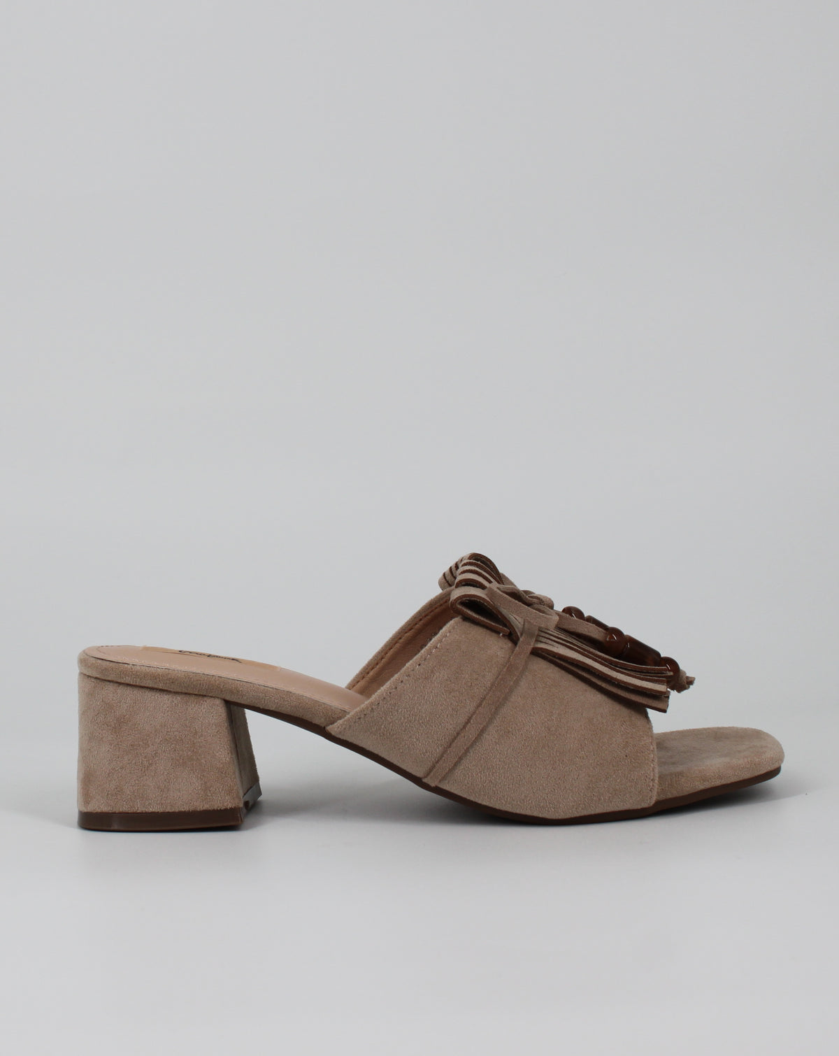 Mules Scamosciati con Frange e Dettaglio Boho-Chic - Beige