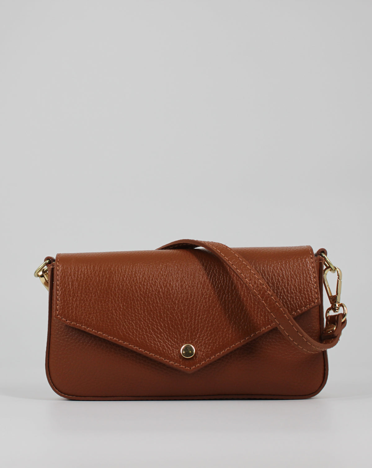 Borsa Clutch in Vera Pelle - Cammello