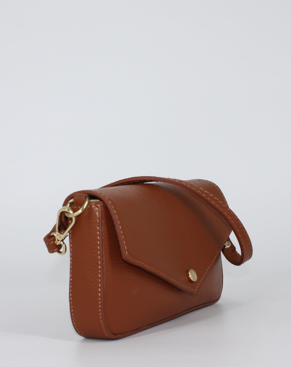 Borsa Clutch in Vera Pelle - Cammello