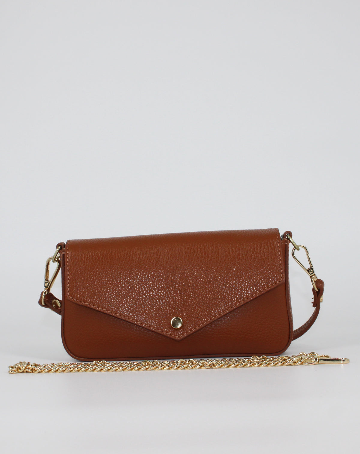 Borsa Clutch in Vera Pelle - Cammello