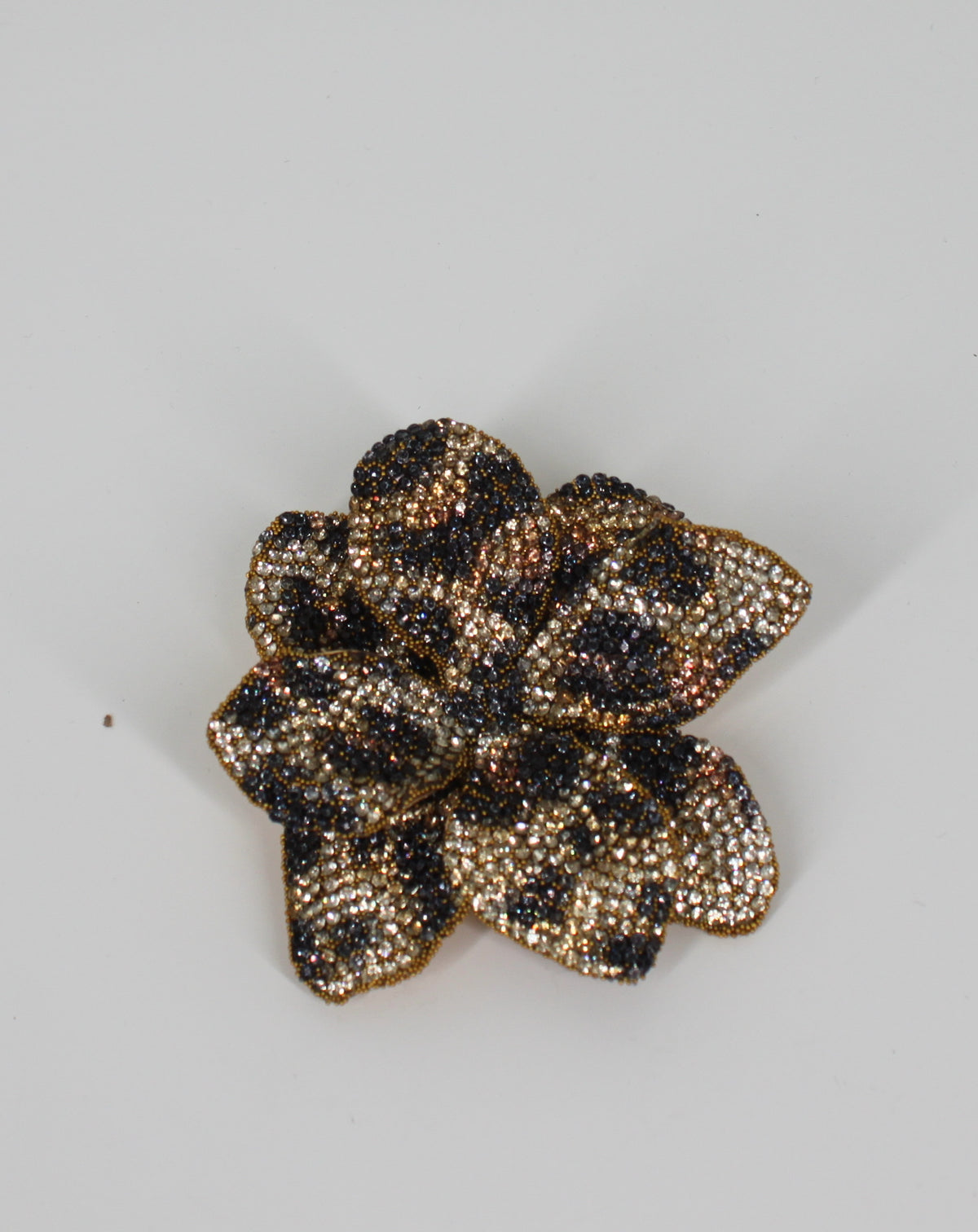 Spilla e Clip Gioiello a Fiore con Strass Animalier