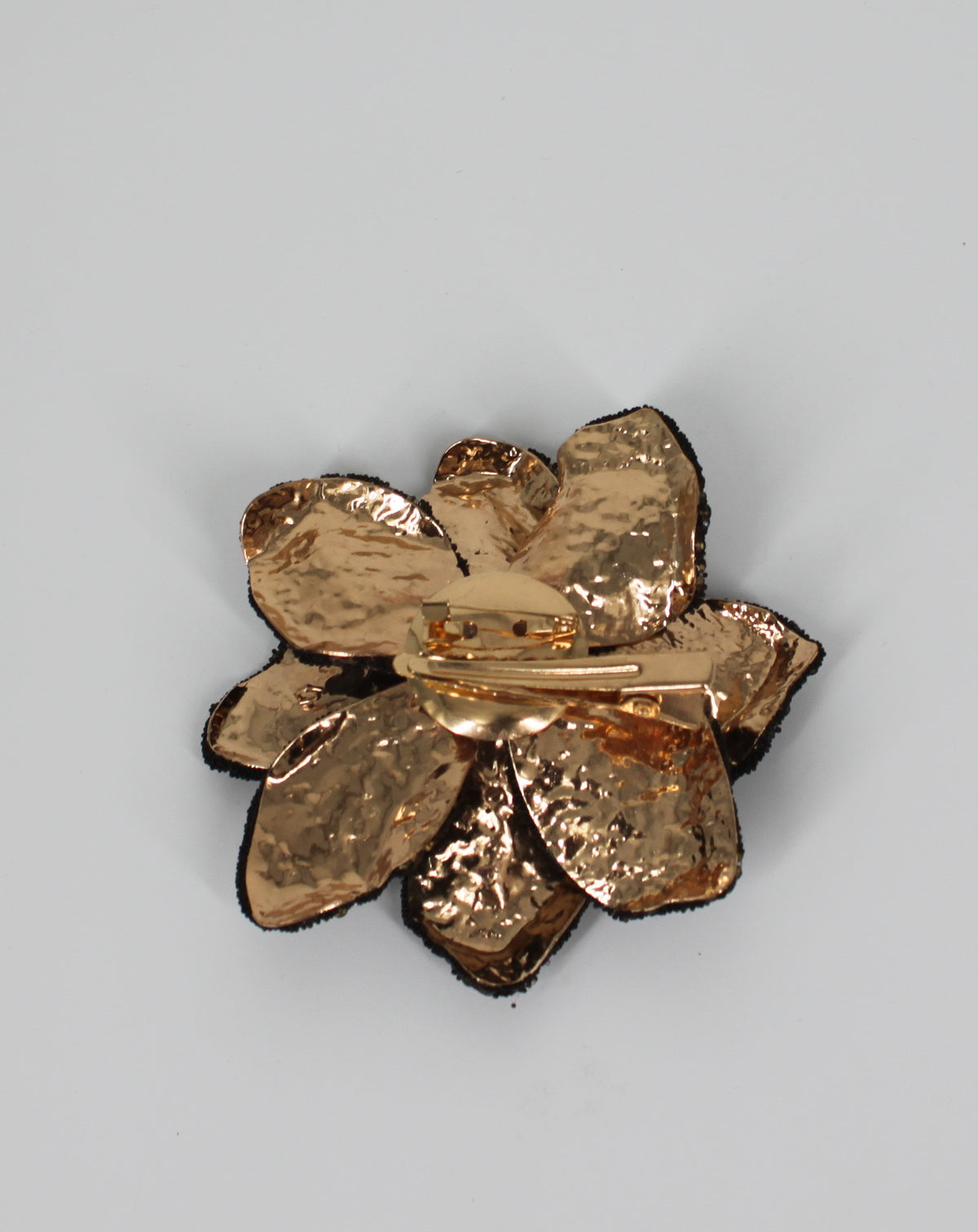 Spilla e Clip Gioiello a Fiore con Strass Neri