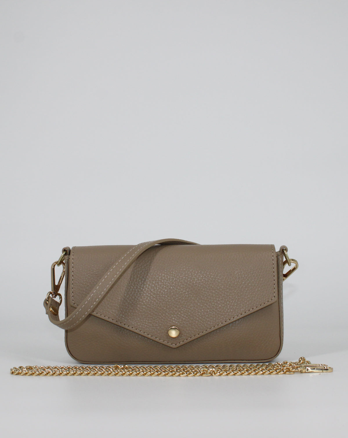 Borsa Clutch in Vera Pelle - Beige