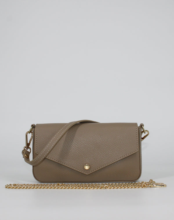 Borsa Clutch in Vera Pelle - Beige