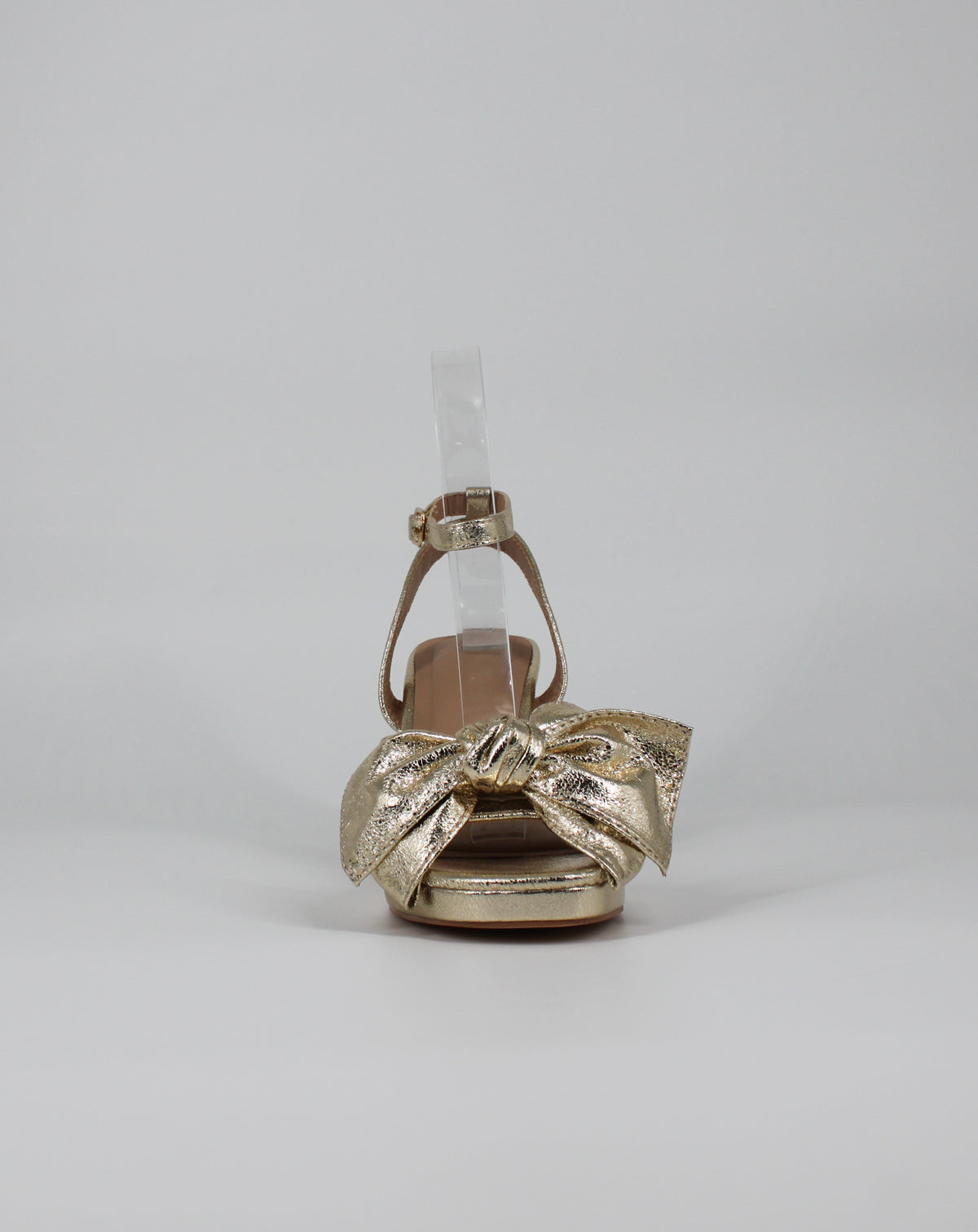 Sandalo Platform in Ecopelle Metallizzata con Maxi Fiocco – Oro